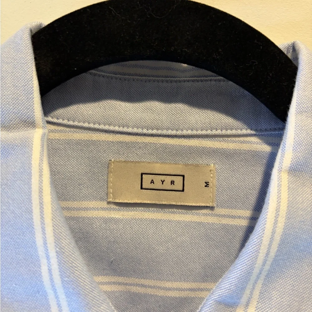 AYR Light Blue and White Striped Button-Down Shirt - Picture 2 of 6